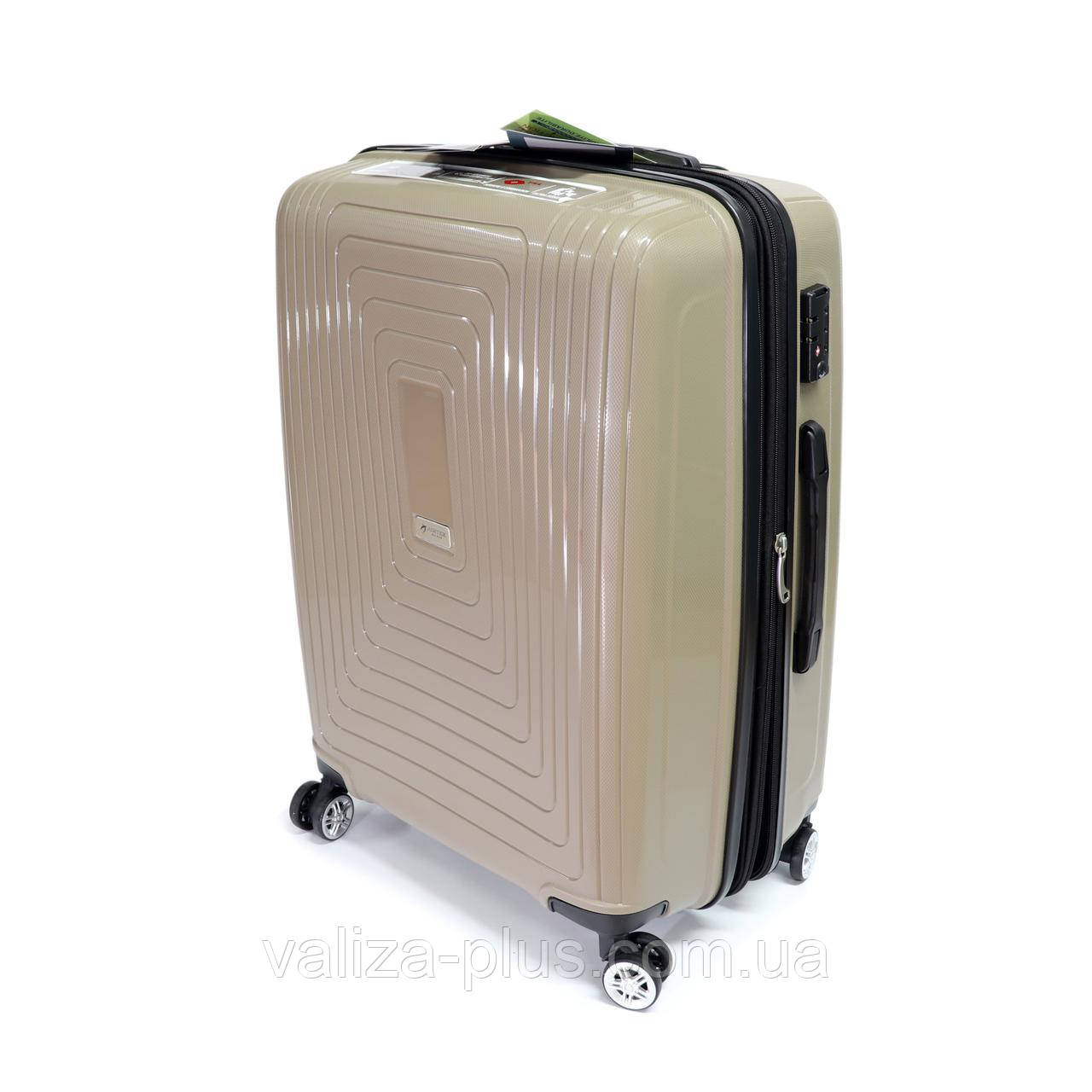 Сімейна пластикова валіза з поліпропілену 4 колеса 108 л Airtex бежева, фото 1