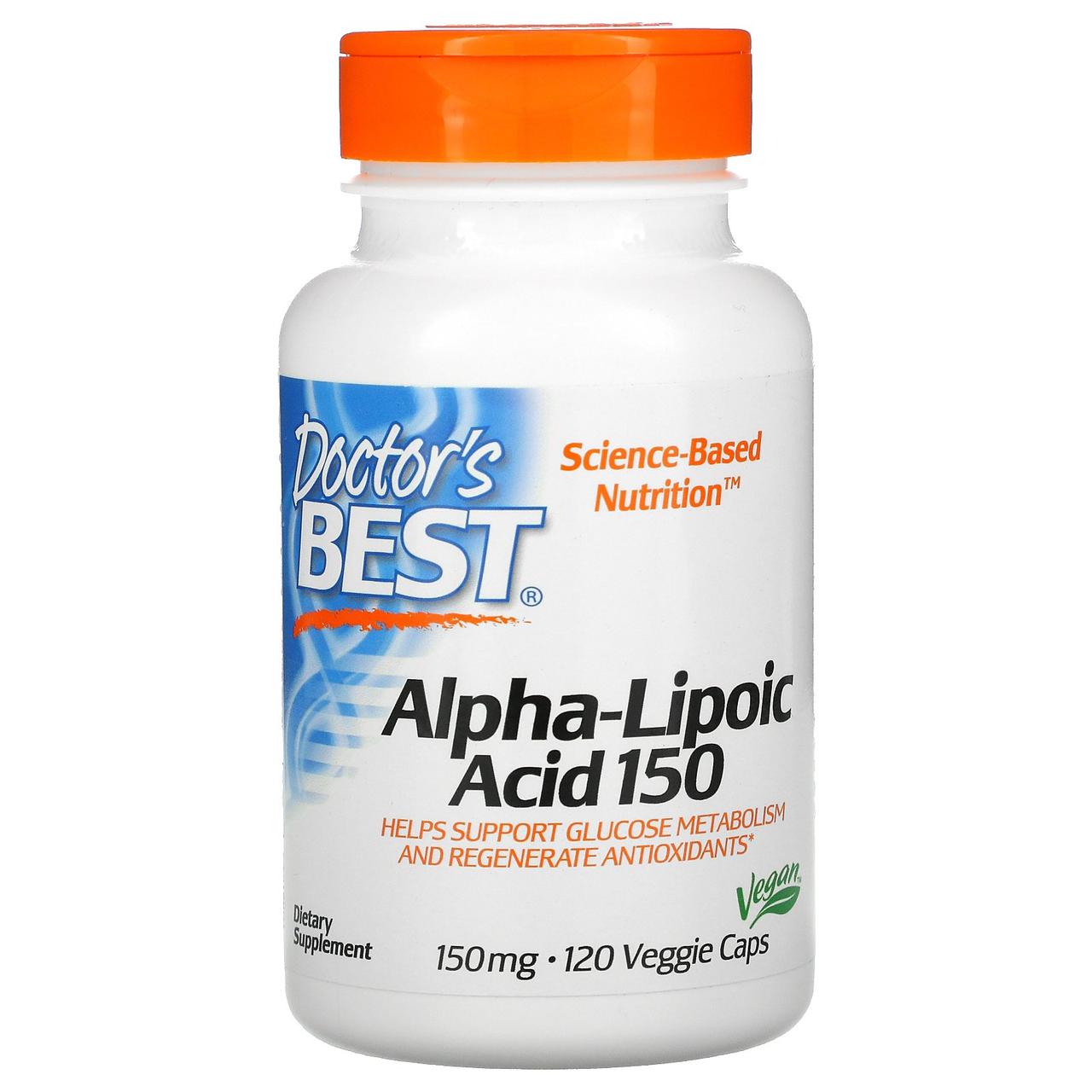 Doctor's Best, альфа-ліпоєва кислота 150 мг, 120 вегетаріанських капсул