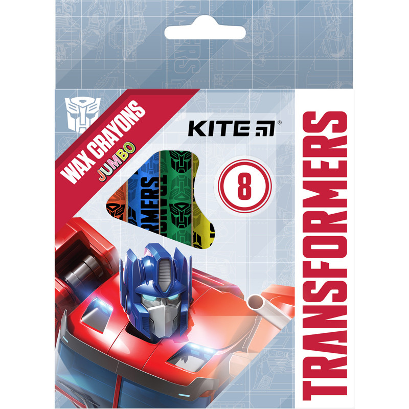 Олівці воскові Kite Jumbo Transformers TF21-076, 8 кольорів