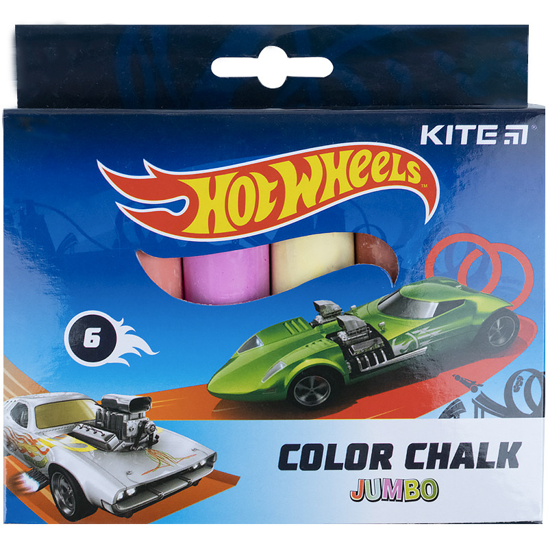 Мел цветной Kite Jumbo Hot Wheels HW21-073, 6 цветоов - фото 1 - id-p1417736797