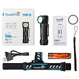 Налобний ліхтар TrustFire MC18 з магнітною зарядкою (1200LM, 18650 3000mAh Акумулятор, Кліпса, Магніт, IPX8), фото 11