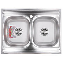 Кухонна мийка накладна ZERIX Z8060B-08-180E (satin) (ZX1620)