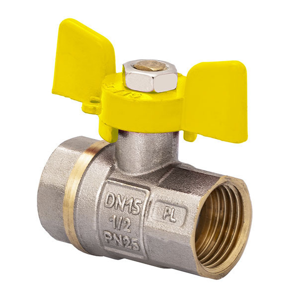 Кран кульовий FERRO PL 1/2" ГГБ ГАЗ art. 602 (латунна куля) (FE0559)