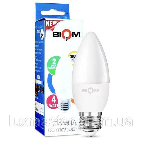Світлодіодна лампа Biom BT-547 C37 4 W E27 3000 K матова