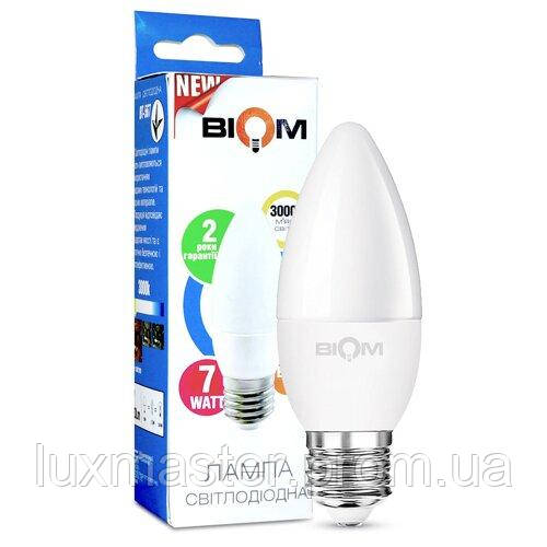 Світлодіодна лампа Biom BT-567 C37 7 W E27 3000 K матова