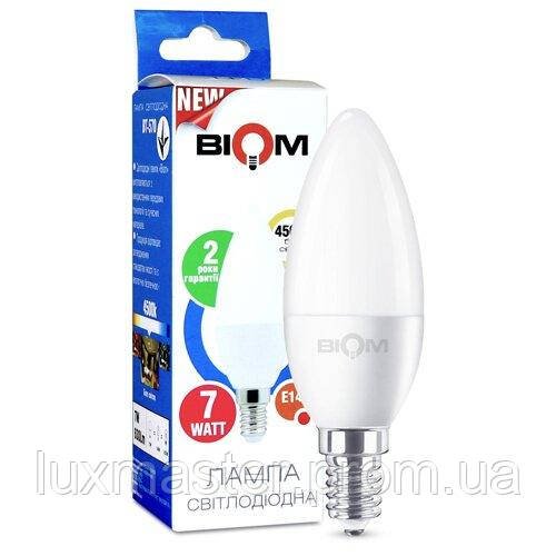 Світлодіодна лампа Biom BT-570 C37 7W E14 4500 К матова