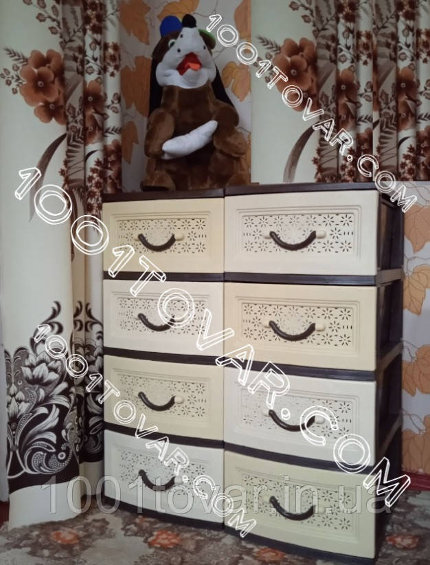 2 шт. Комод пластиковий з 4-ма ящиками, кавово-коричневий Лайф (Life), фото 1