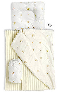 Набір у дитяче ліжечко 3в1 (простирадло, плед, подушка) Золоті Корони No7