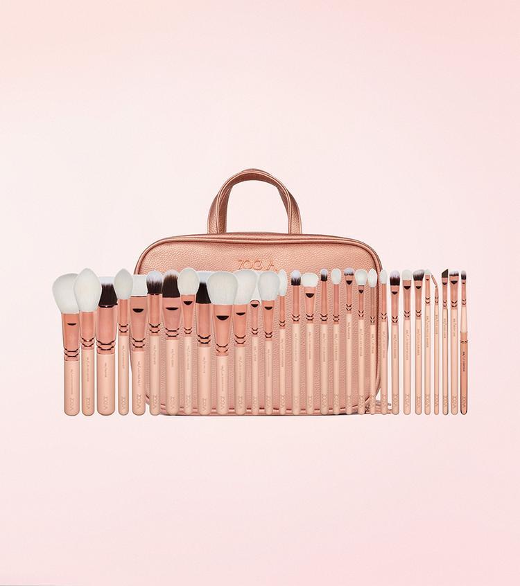 Набір кистей для макіяжу Zoeva Makeup Artist Zoe Bag Golden Rose Vol. 2 -30 шт
