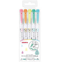 Zebra Mildliner Вrush Pens набор из 5 цветов №1 WFT8-5C