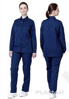 Жіночий робочий костюм з змісової тканини (65% полієстер, 35% бавовна) на блискавці та пугвицях.
