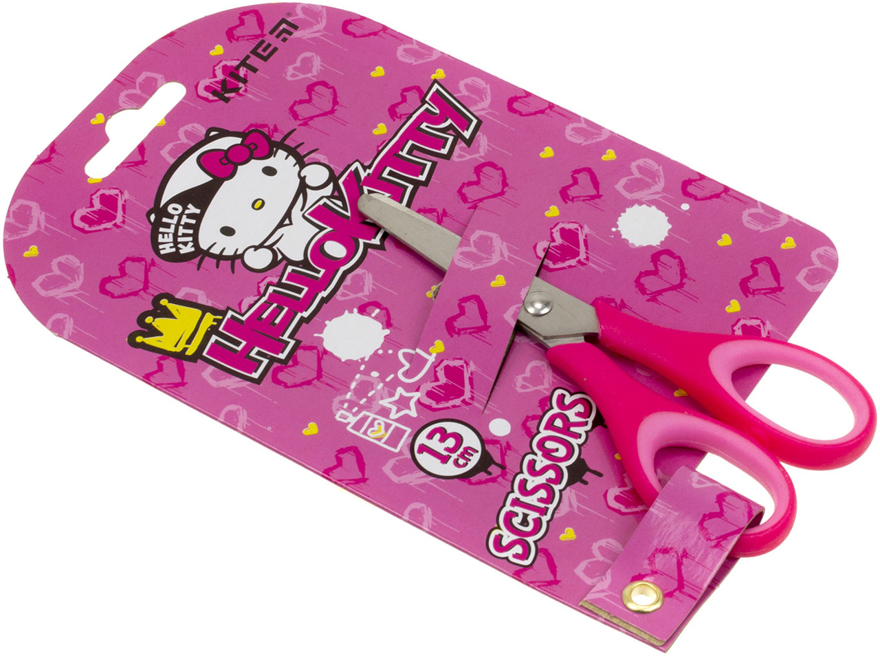 Ножиці дит. "Kite" №HK21-123 Hello Kitty 13см гумові вставки(12)(240)