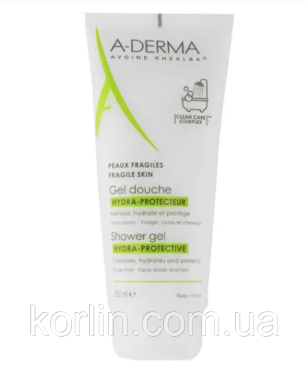 A-Derma Hydra Захисний Гель Для душа Для Сухої та Чутливої Шкіра 200 мл Франція Доставка з ЄС