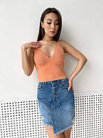 Юбка женская джинсовая рваная, джинсовая юбка на пуговицах с высокой талией 25,27