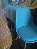 Барний стілець пластик Milan (Мілан) блакитний 52 на дерев'яних ніжках, фото 5