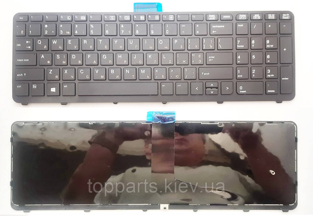 Клавіатура для ноутбуків HP ZBook 15 G1/G2, 17 G1/G2 чорна з чорною рамкою RU/US
