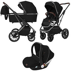 Дитячий універсальний візочок 3в1 CARRELLO Aurora CRL-6502/1 (3in1) Space Black Чорний (хромована рама)