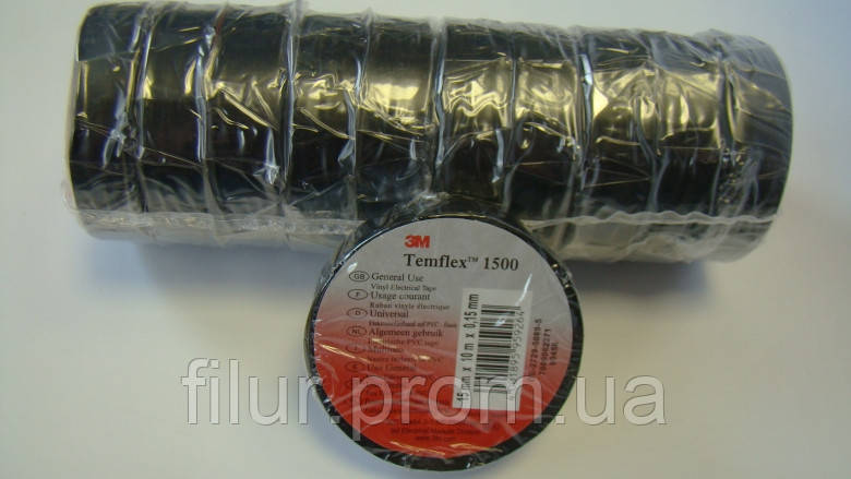 Ізострічка 3M Temflex 1500 Black 15 ммх10 м, фото 1