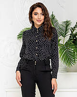 Ошатна блуза в горох арт. 600 + стильні штани арт. 601 / колір чорний — ваш готовий образ!