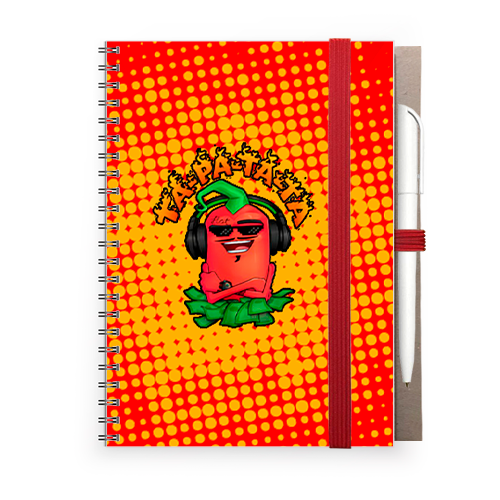 Блокнот А5 з ручкою на гумці "Едісон Перець", фото 1