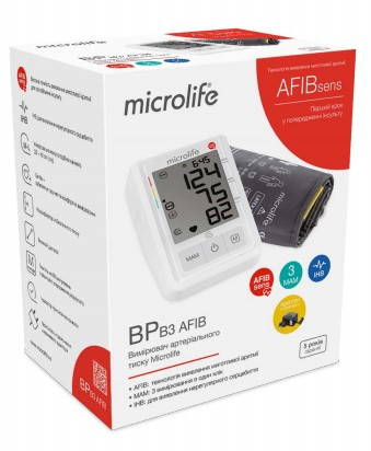 Тонометр Microlife BP B3 AFIB з адаптером автоматичний на плече гарантія 5 років