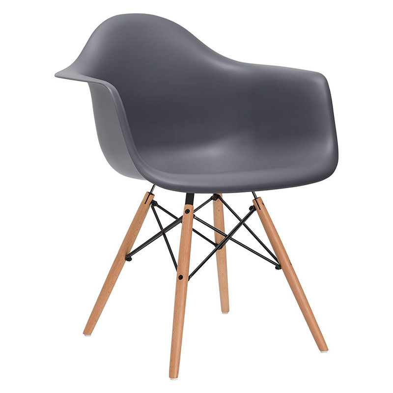 Крісло обіднє пластикове СДМ-Груп Тауер Вуд, ніжки бук, темно-сірий