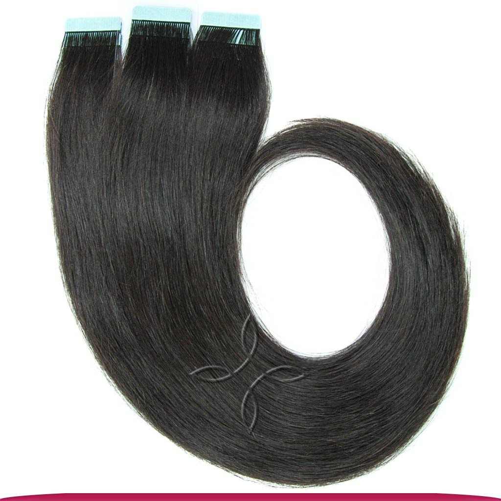 Натуральне Слов'янське Волосся на Стрічках 40 см 100 грам, Чорний №1B