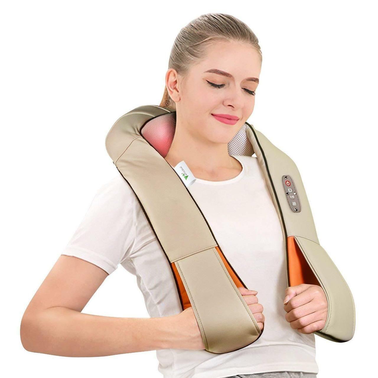 Роликовий масажер для шиї, плечей і спини Massager of Neck Kneading з прогріванням
