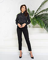 Стильні класичні штани арт. 601 у поєднанні з ошатною блузою 600/колір чорний — ваш готовий образ!