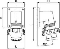 Вилка панельная с наклоном ip67 16А 3P+E 400В, Quadro, дкс [dis2471696]