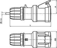 Розетка кабельная ip44 16A 3P+E 400v, Quadro, дкс [dis3131646]