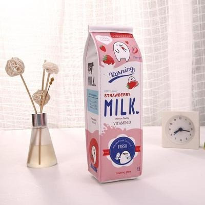 Пенал шкільний дитячий для хлопчиків і дівчаток (рожевий) «milk» у формі коробки для молока