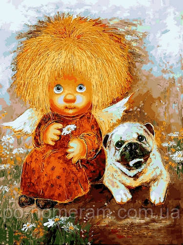 Купить Картина по цифрам Babylon Солнечный ангел с мопсом (VK287) 30 х ...