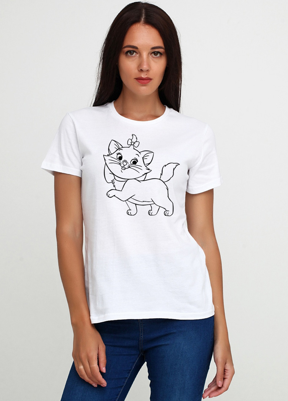 Жіноча біла футболка Мальта з принтами 18Ж425-17-Р1DisneyCat S (2901000336114)