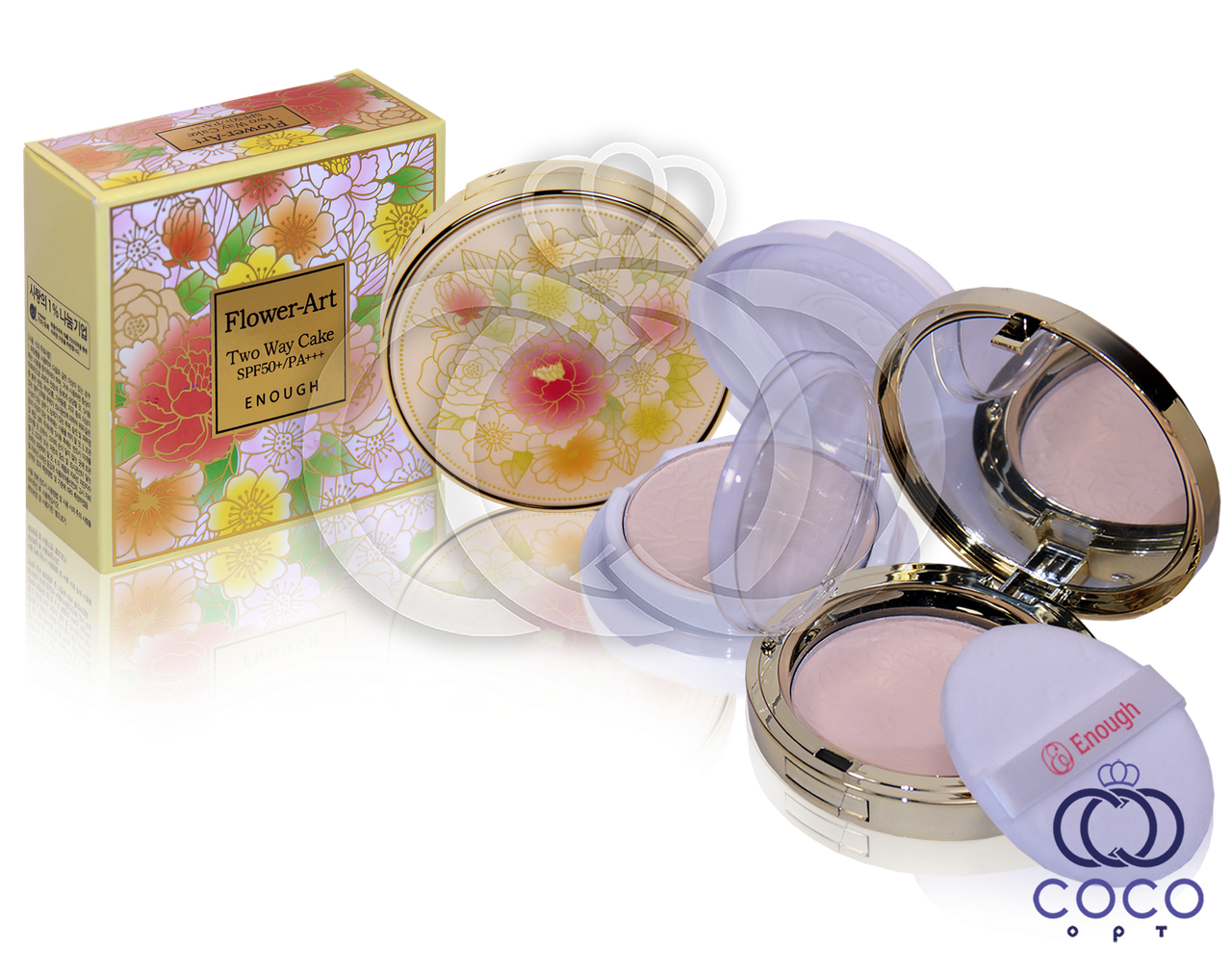 Пудра косметична для обличчя Enough Flower-Art Two Way Cake SPF50/PA++ зі змінним блоком