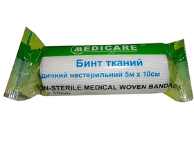 Бинт ТКАнний медичний нестерильний 5 м х 10 см Medicare