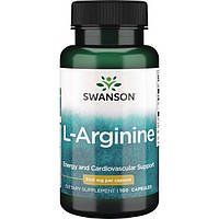 Аргинин для улучшения кровообращения, L-arginine, Swanson, 500 мг, 100 капсул