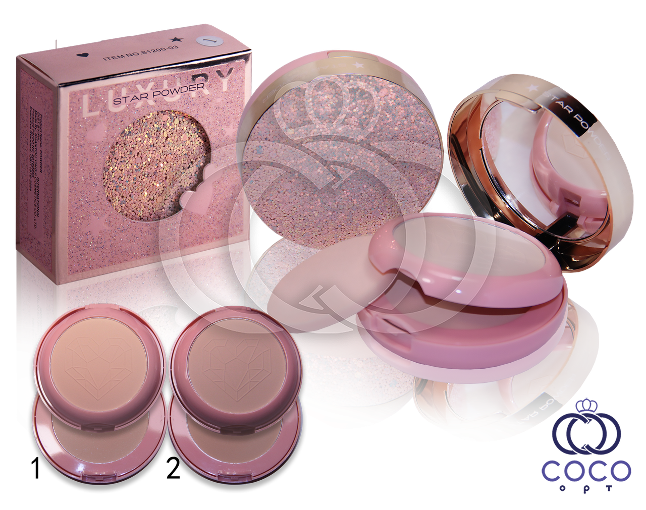 Пудра компактна для обличчя Luxury Star Powder 2 in 1, фото 1