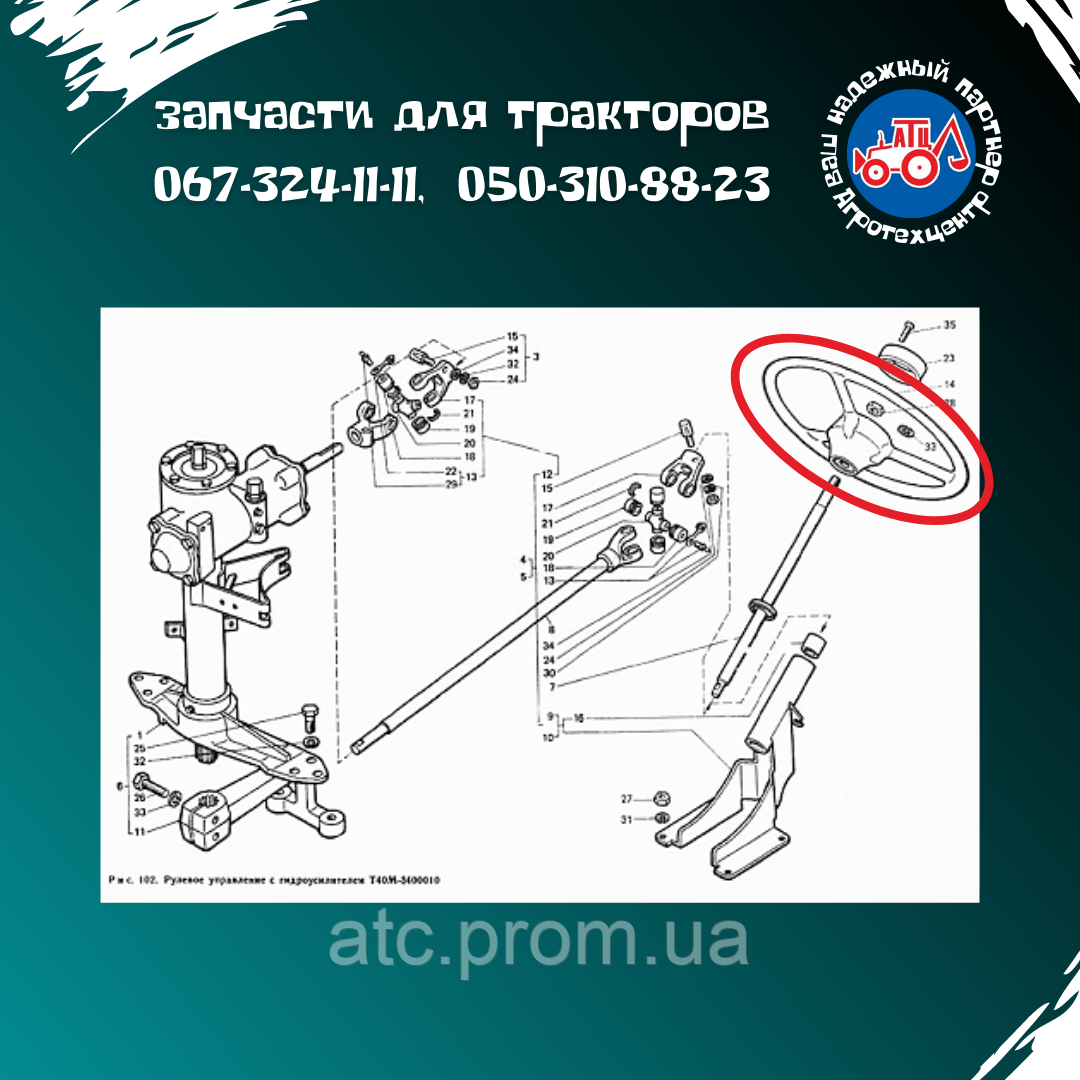 Колесо кермове Т-40, МТЗ, ЮМЗ (руль) ст. об. 66-3402015-02