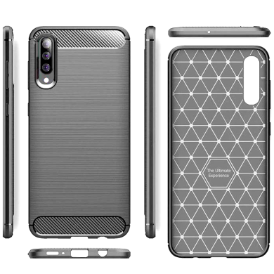 Чохол накладка для Samsung Galaxy A30S A307 / A50 A505 — TPU Carbon Fiber Case Сірий
