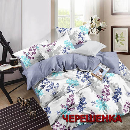 Тканина для постільної білизни Бязь "Gold" Lux GL1677 (A+B) - (50м+50м) рослинний принт + клітинка, фото 1