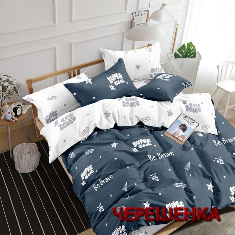Тканина для постільної білизни Бязь "Gold" Lux GL1678 (A+B) - (50м+50м) текстовий принт
