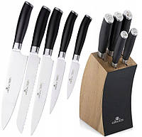 Набір кухонних ножів Gerlach 991A Deco Black із 6 предметів із дерев'яною підставкою