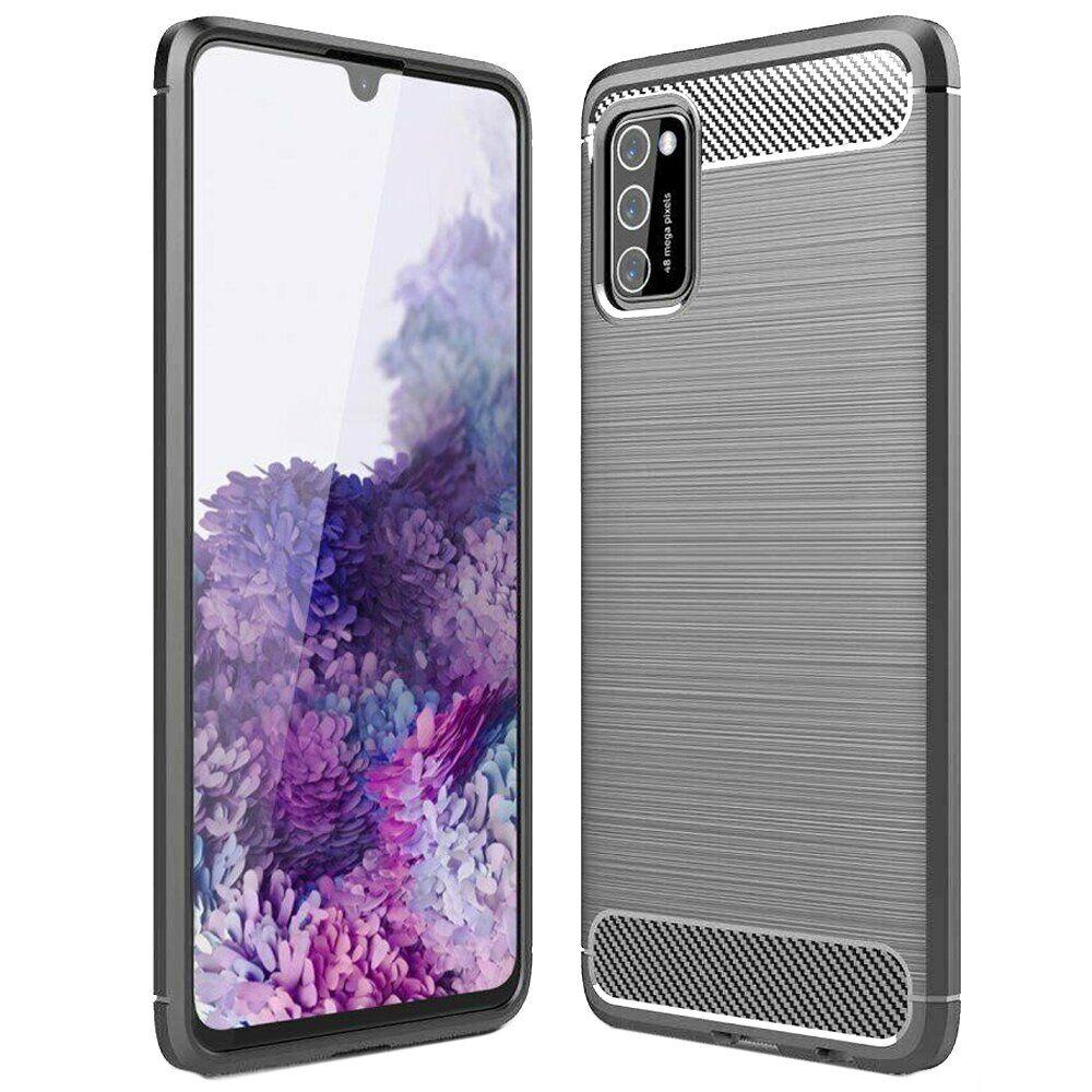 Чохол накладка для Samsung Galaxy A41 A415 — TPU Carbon Fiber Case Сірий