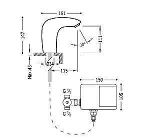 Змішувач сенсорний для умивальника TRES TRONIC 19290603 Hot/Cold, фото 2