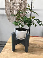 Підставка для квітів настільна сіра дерев'яна висота 30 см, діаметр 30 см