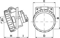 Розетка панельная с наклоном ip67 63A 3P+E+N 400В, Quadro, дкс [dis4156367]