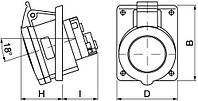 Розетка панельная с наклоном ip44 32А 2P+E 230В, Quadro, дкс [dis4133263]