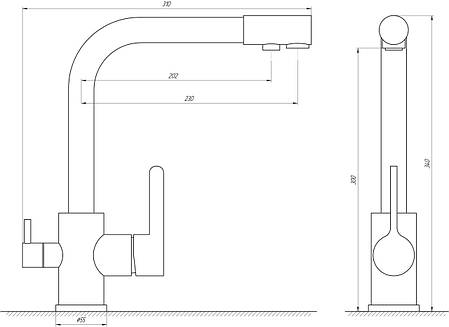 Змішувач для кухні під осмос Globus Lux GLLR-0444-8-STSTEEL, фото 2