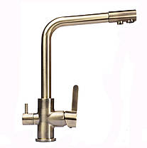 Змішувач для кухні під осмос Globus Lux GLLR-0444-9-BRONZE, фото 2